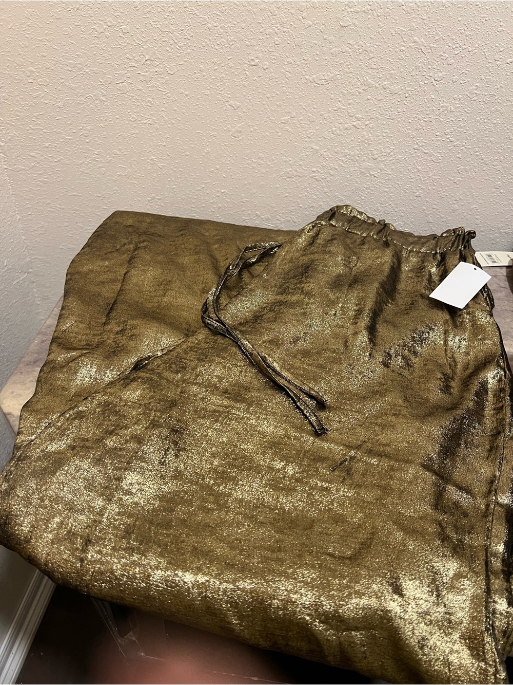 PINK Victoria's Secret Metallic Olive Drawstring Pants